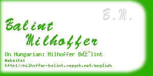 balint milhoffer business card